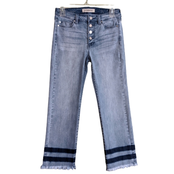 Liverpool Jeans Company Denim - Liverpool Jeans Blue Denim Straight Leg Button Front Crop Size 2